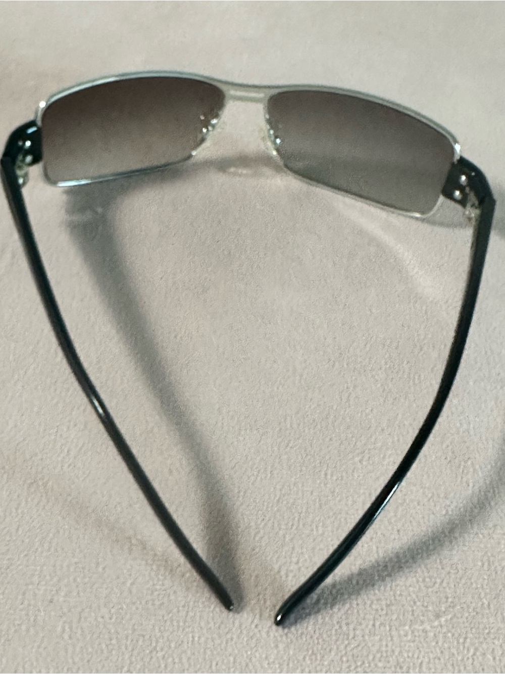 Prada Silver Frame with Black Lenses Rectangular Sunglasses - Picture 5 of 6